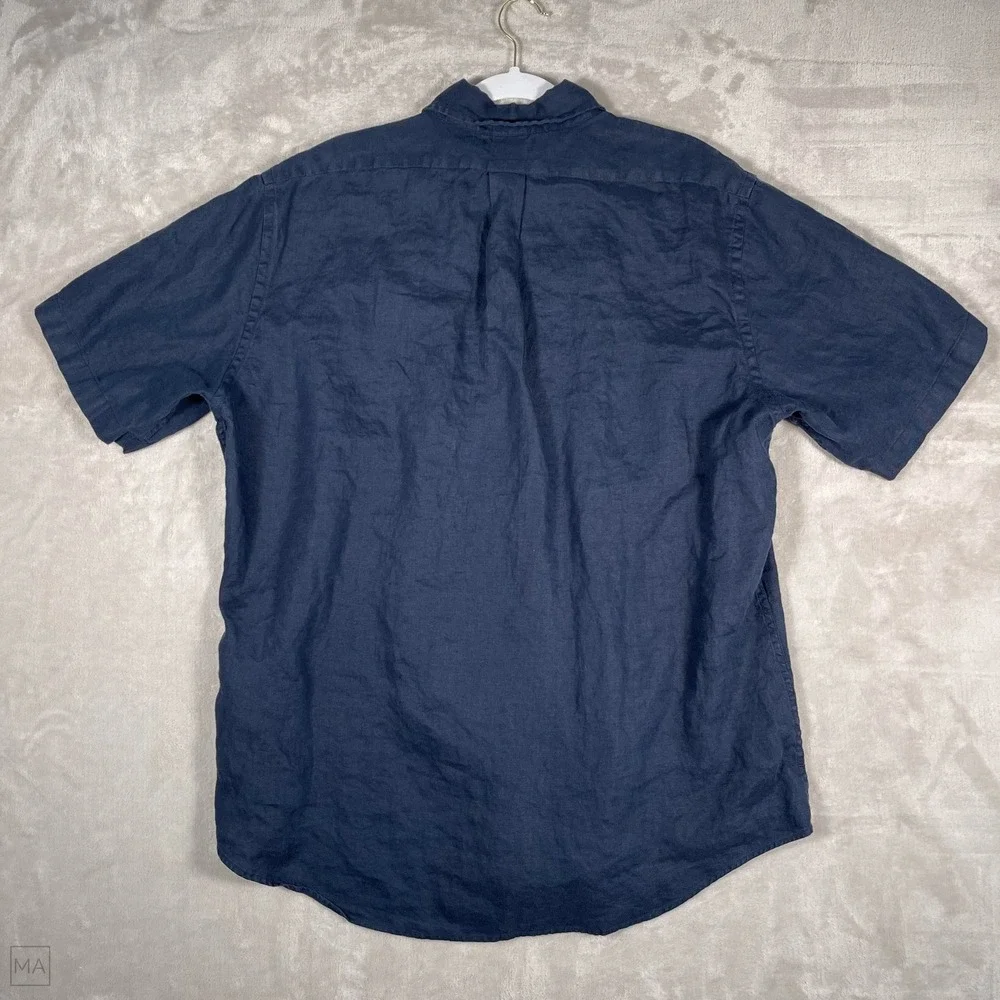 Brooks Brothers Men's Shirt Button Down 100% Linen Coastal Casual XL Blue